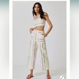 Anthropologie Two-piece Crop Top and Wide Leg Pant Set